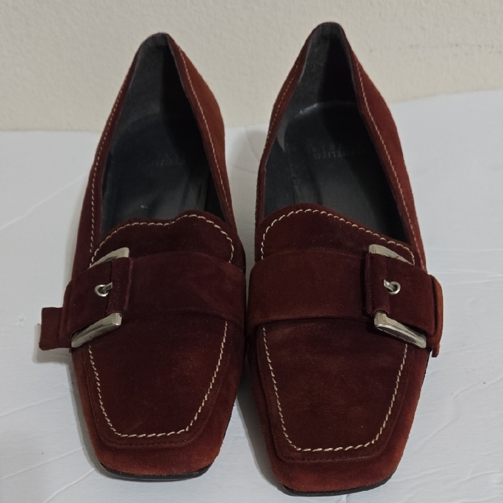 Stuart Weitzman Brown Loafers with Metal Detail